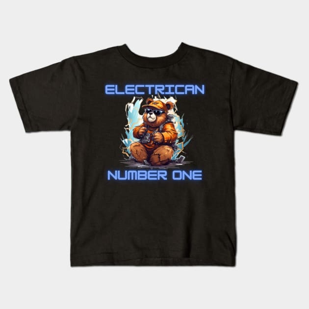 Electrician Number One Kids T-Shirt by NatashaCuteShop